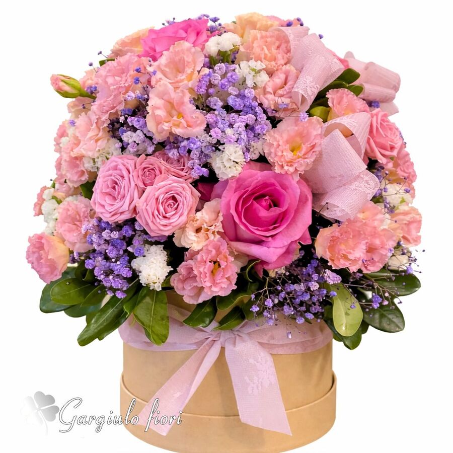 Bouquet in tonalità pastello rosa e lilla, categoria Bouquet Pastello